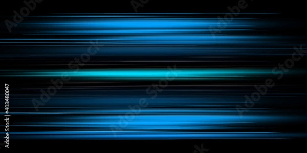 Fototapeta  Abstract blue light trails in the dark, motion blur effect
