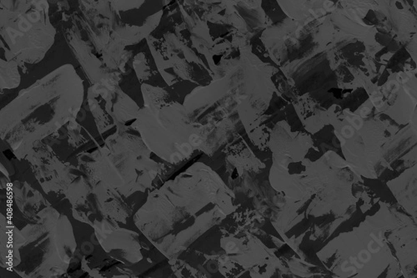 Fototapeta Modern contemporary acrylic background. Black texture made with a palette knife. Abstract painting on paper. Mess on the canvas.