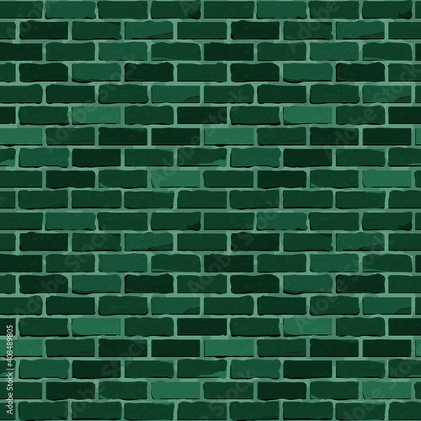 Fototapeta Seamless pattern. Green brick wall. Vector design.