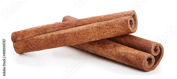 Obraz Cinnamon sticks isolated on white background. Cinnamon packaging