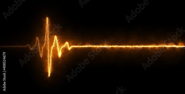 Fototapeta Colorful pink heartbeat rate and pulse on black screen, seamless and loop motion animate footage