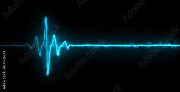 Fototapeta Colorful pink heartbeat rate and pulse on black screen, seamless and loop motion animate footage