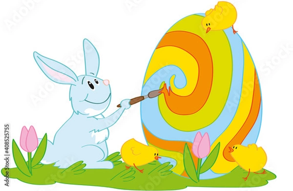 Fototapeta Easter rabbit with an Easter egg