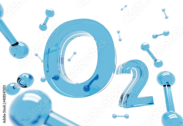 Fototapeta O2 - Blue Oxygen molecule symbol on white background