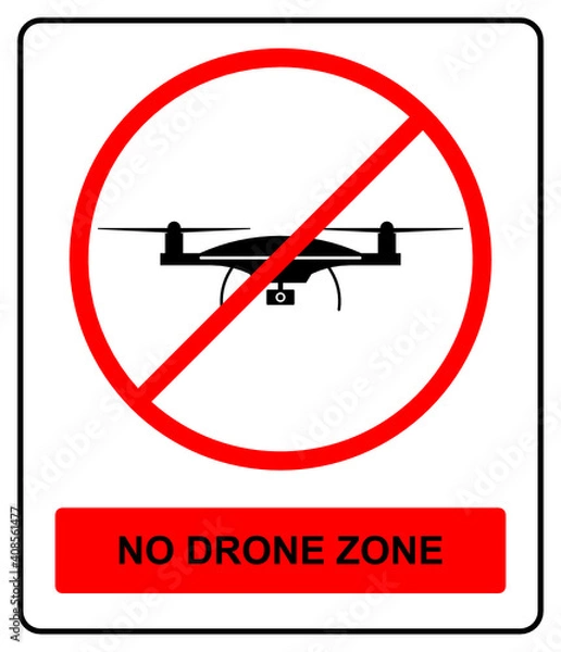 Obraz No drone zone vector sign isolated on white background