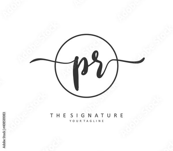 Fototapeta PR Initial letter handwriting and signature logo. A concept handwriting initial logo with template element.