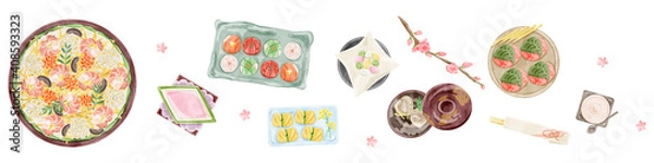 Obraz ひな祭りの食卓イラスト
