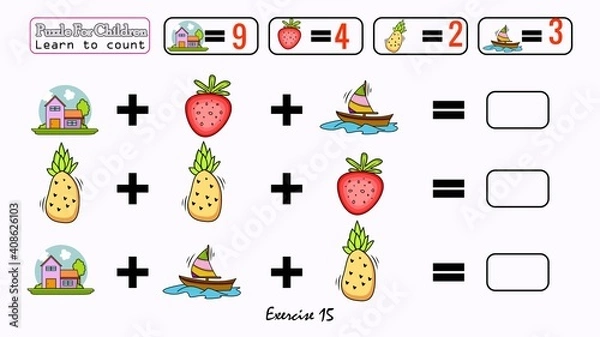 Obraz Puzzle to kids learn solve it children learning math Exercise 15