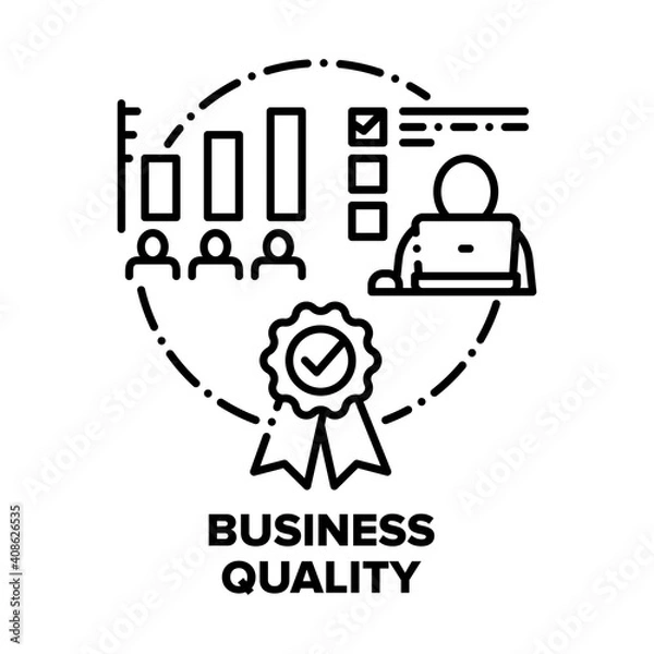 Fototapeta Business Quality Vector Icon Concept. Employees Work Statistic Of Execution Of Plan And Task Implementation. Professional Competition And Award For Success Working Black Illustration
