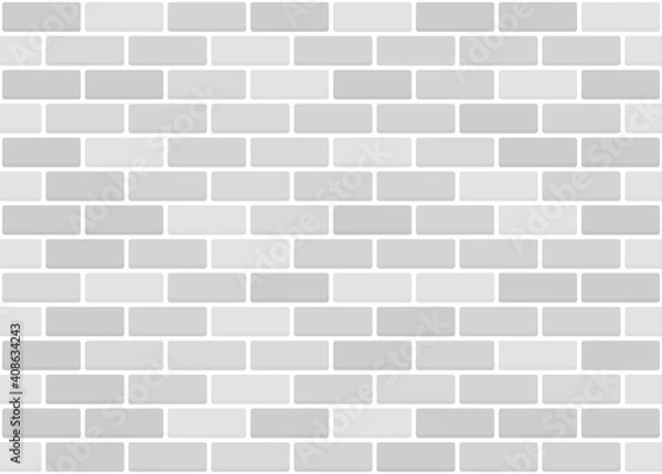 Obraz White or grey brick wall seamless texture. Vector pattern.	