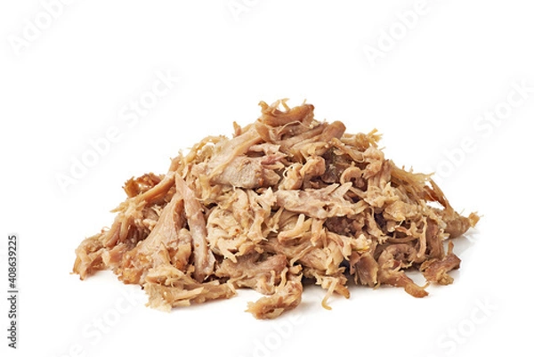 Obraz Heap of pulled pork on white background