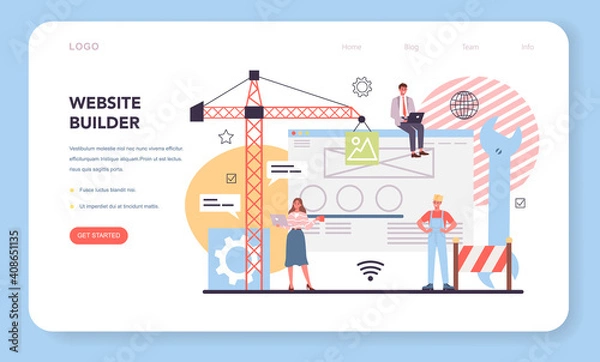 Fototapeta Website development web banner or landing page. Support