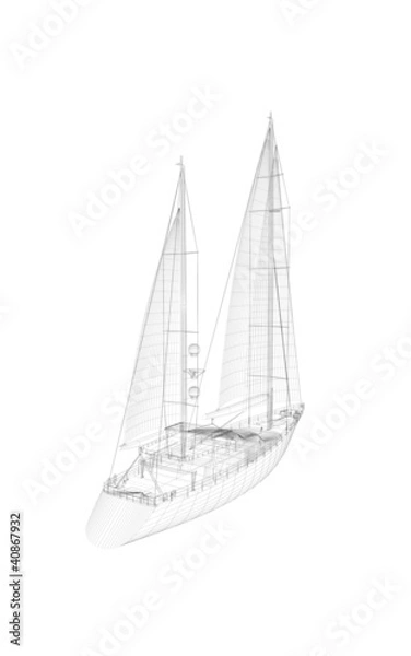 Obraz 3D Illustration Zeichnung von einem Segelboot