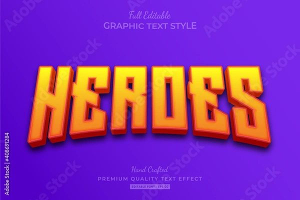 Obraz Heroes Movie Yellow Editable Text Effect Font Style