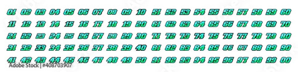 Fototapeta Mega Collection of Racing Number, Set of Start Racing number, sport race number with halftone dots style vector illustration