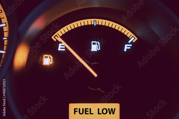 Obraz Close up low fuel guage shown in a car