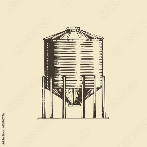 Fototapeta Farm hopper, drawn illustration. Sketch in vector.