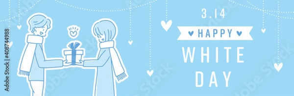 Obraz whiteday　ホワイトデー　ハート　バナー　POP　横長
