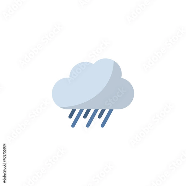 Fototapeta Rain and cloud. Flat icon. Isolated weather vector illustration