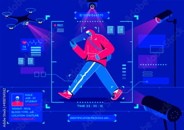 Obraz Surveillance technology and monitoring system concept