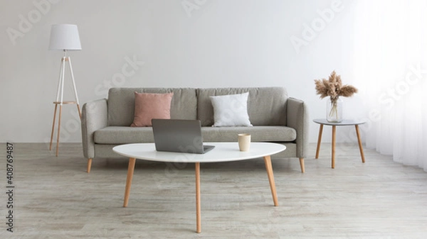 Fototapeta Home office for remote work and place for relax at home