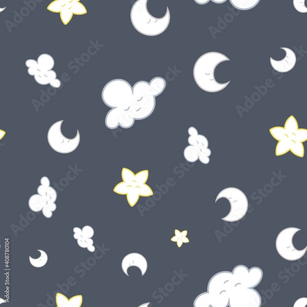 Fototapeta Vector sweet night sky seamless pattern background