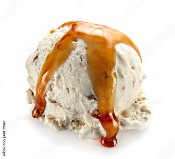 Fototapeta Ice cream scoop with caramel toppping