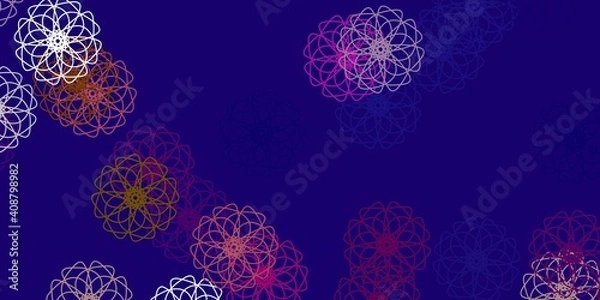 Fototapeta Light green, red vector natural backdrop with flowers.