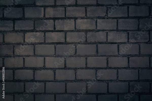 Fototapeta Dark grey brick wall. Abstract decorative grey background or art texture.