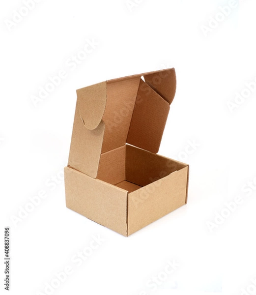 Fototapeta One craft box isolated on white background