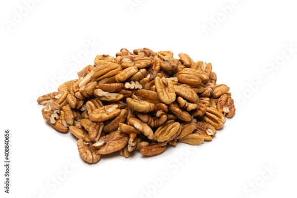 Fototapeta Pecan-nut isolated on white background.