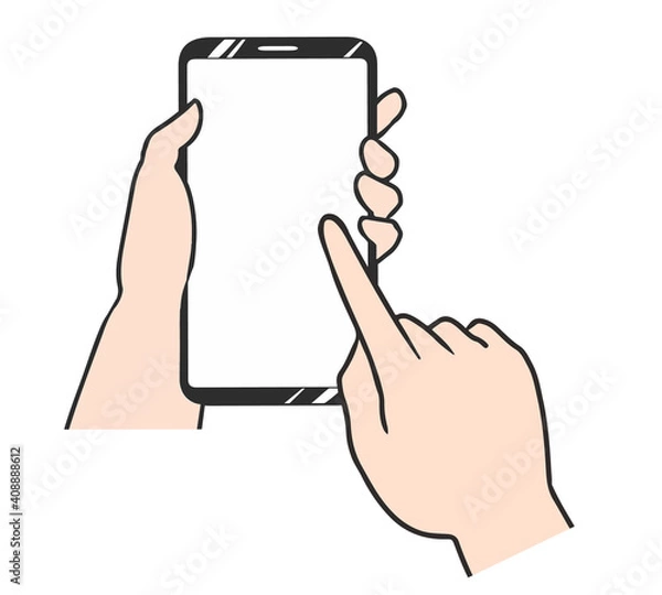 Obraz スマホを持つ　タップ