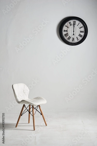 Fototapeta clock chair wait time hour