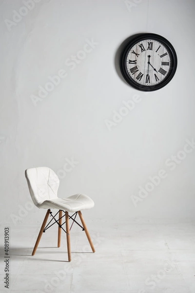 Fototapeta clock chair wait time hour