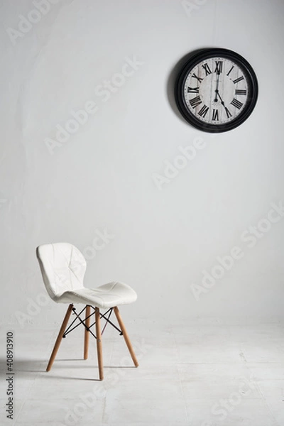 Fototapeta clock chair wait time hour