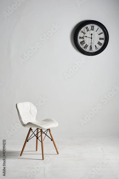Fototapeta clock chair wait time hour