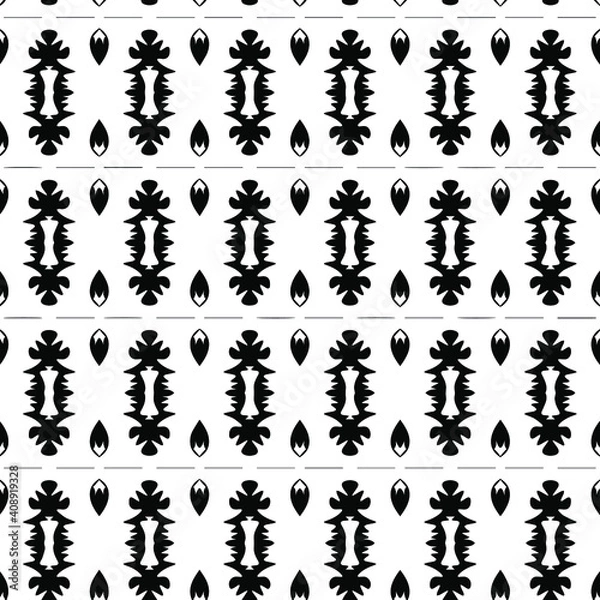 Obraz Geometric vector pattern with triangular elements. Seamless abstract ornament for wallpapers and backgrounds. Black and white colors. 