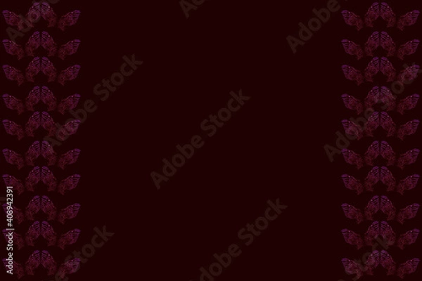 Fototapeta Butterfly inspired designed border  on maroon background.