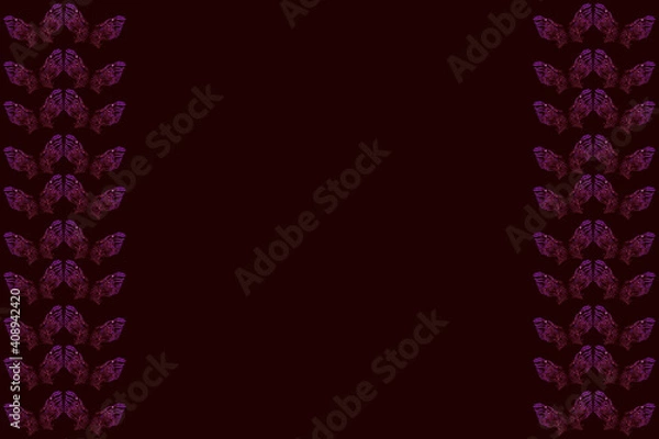 Fototapeta Butterfly inspired designed border  on maroon background.