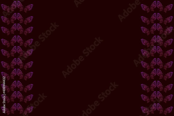 Fototapeta Butterfly inspired designed border  on maroon background.