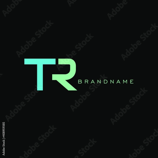 Obraz the letter TR. Simple vector logo design on black background