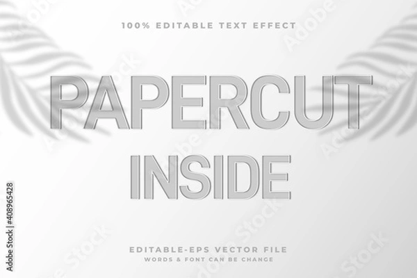 Fototapeta Paper cut out style editable text effect Premium Vector