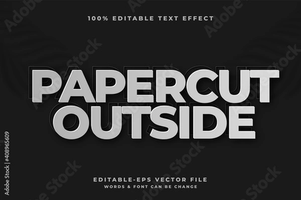 Fototapeta Paper cut out style editable text effect Premium Vector