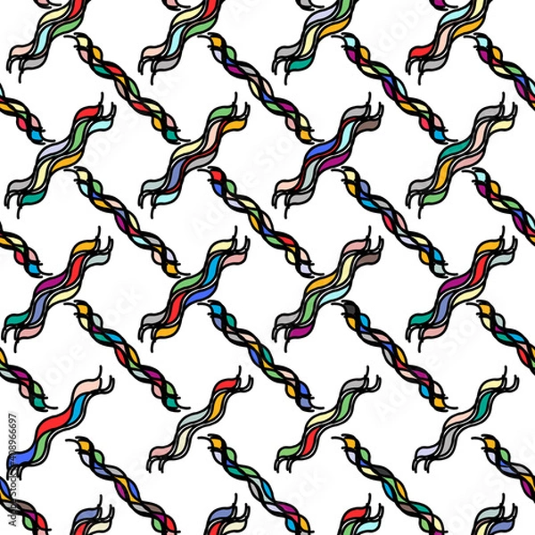 Fototapeta Colorful seamless geometric background. Bright multicolored patterns on white. Perfect for packaging, neckerchief and scarves, scrapbooking, bedding and home textiles, baby fabrics and accessories