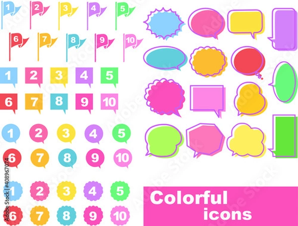 Fototapeta カラフルなアイコンのイラスト