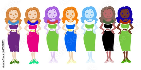 Obraz Colorful office ladies set