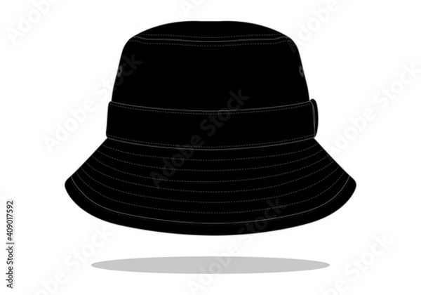 Obraz Blank Black Bucket Hat Template on White Background. Vector File.