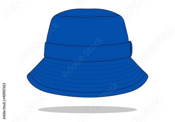 Obraz Blank Blue Bucket Hat Template on White Background, Vector File