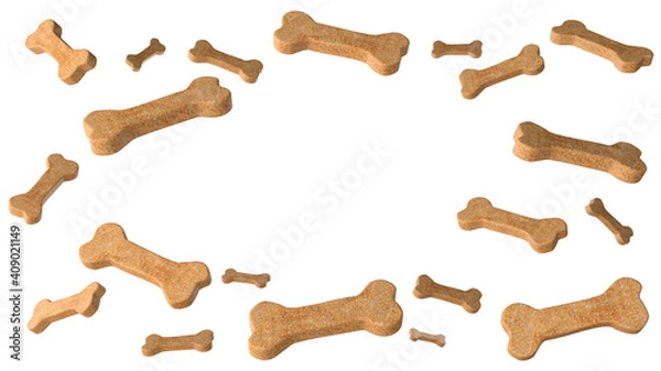 Fototapeta flying dog food on white background 3d rendering