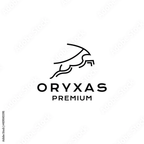 Fototapeta outline oryx line art logo vector icon template illustration